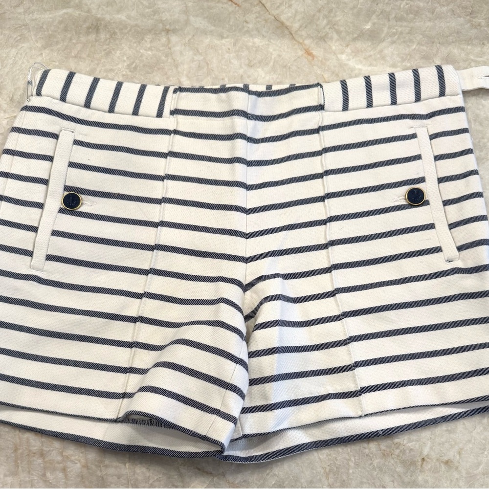 Dalia High Waist White and Blue Striped Shorts